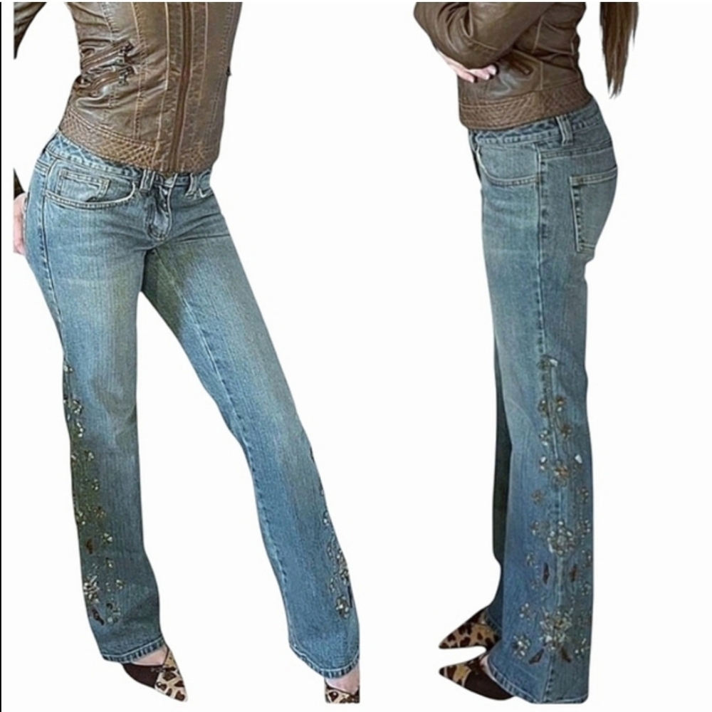 VTG 90's INC International Concepts Embellished Bootcut Jeans Sz 12P